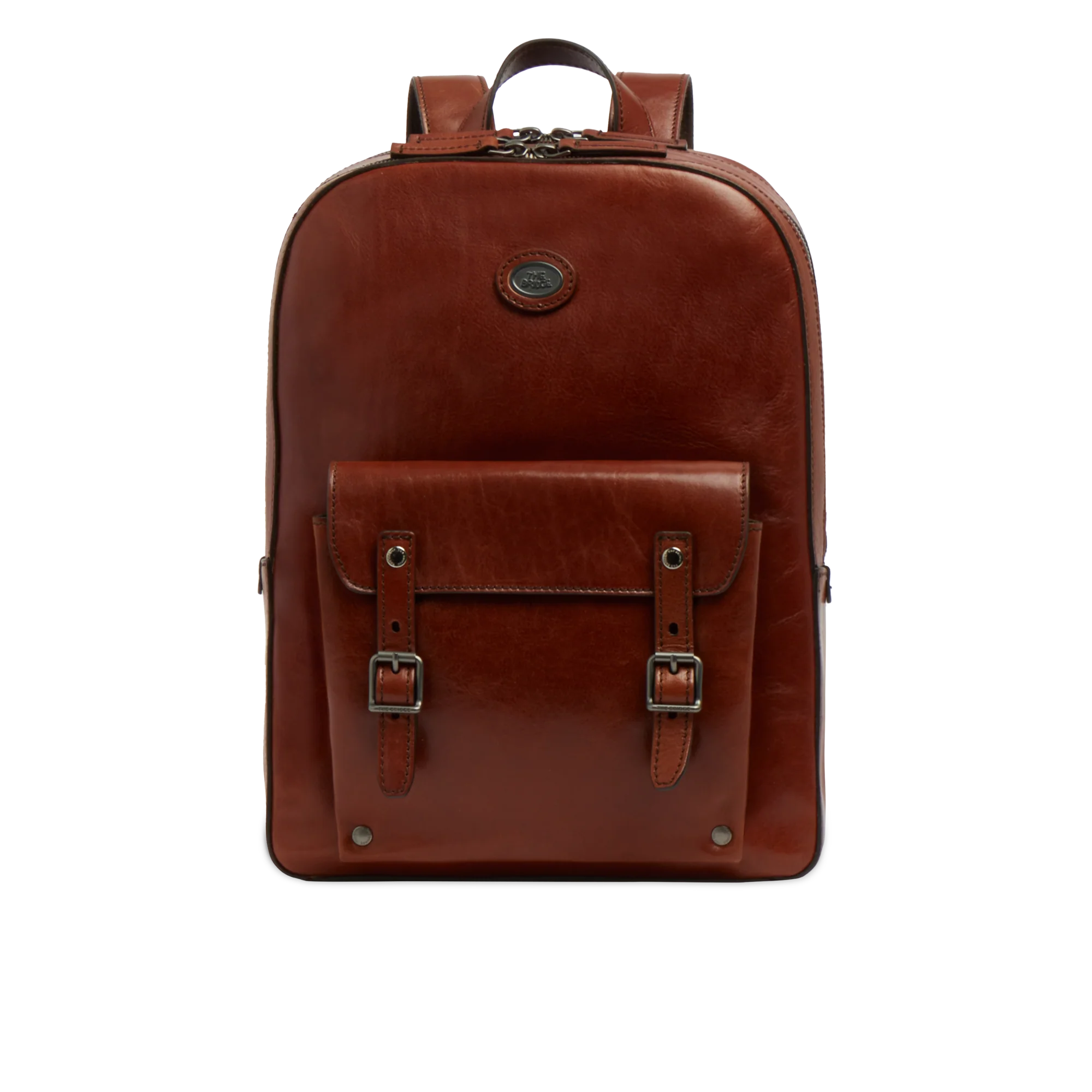 Men’s leather laptop backpack with two zips