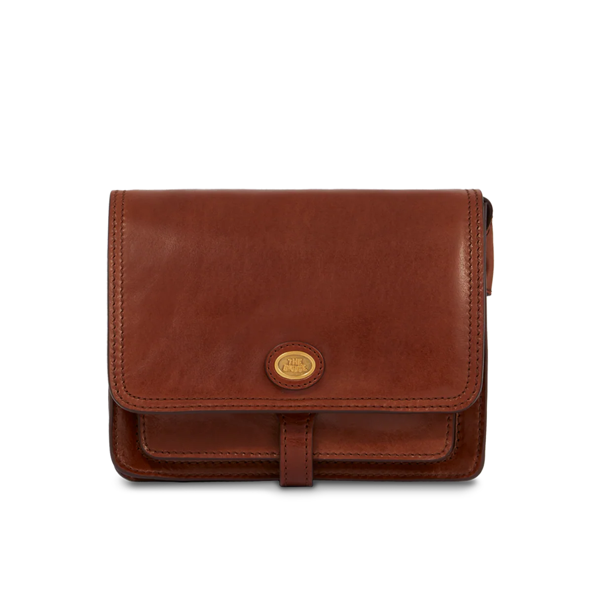 Leather shoulder bag with compartments
