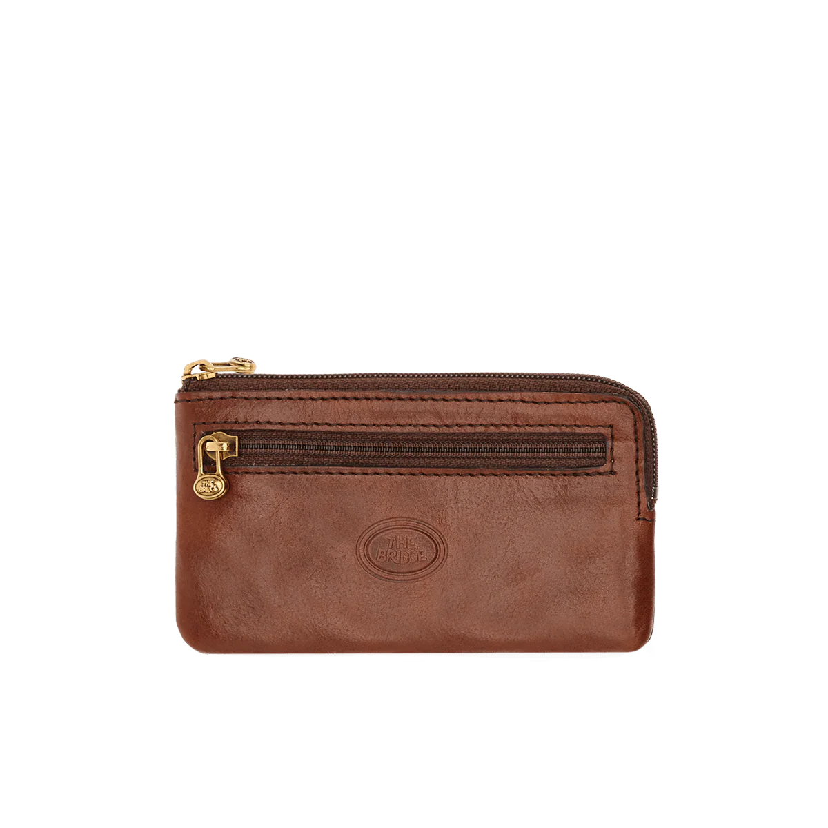 Leather key holder with two zipped compartments